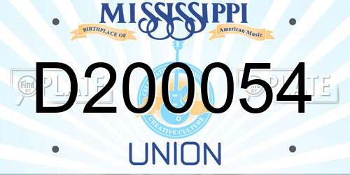 D200054 Mississippi License Plate