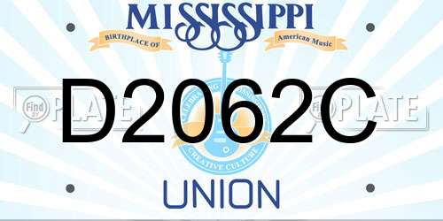 D2062C Mississippi License Plate