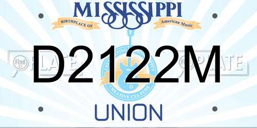 D2122M Mississippi License Plate