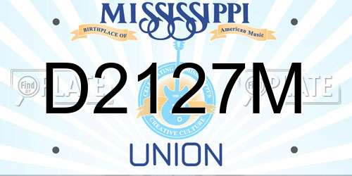 D2127M Mississippi License Plate