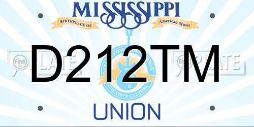 D212TM Mississippi License Plate