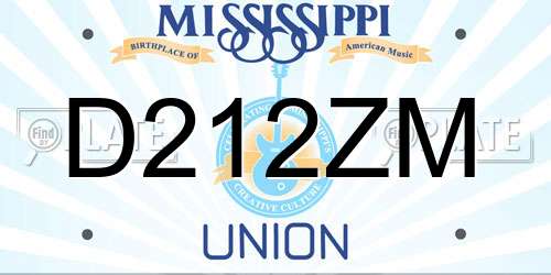 D212ZM Mississippi License Plate