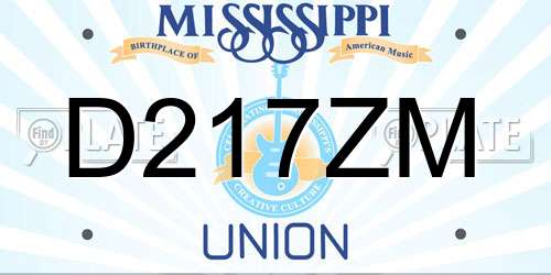 D217ZM Mississippi License Plate