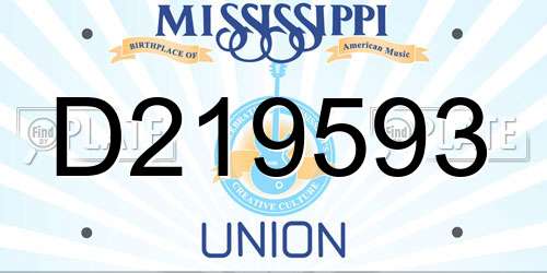 D219593 Mississippi License Plate