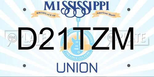 D21TZM Mississippi License Plate