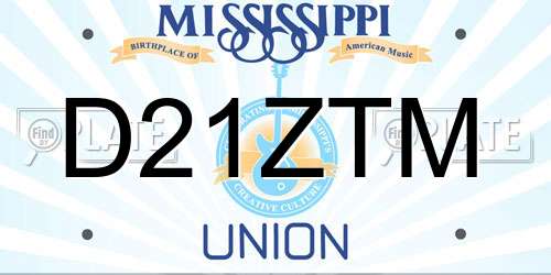 D21ZTM Mississippi License Plate