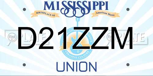 D21ZZM Mississippi License Plate
