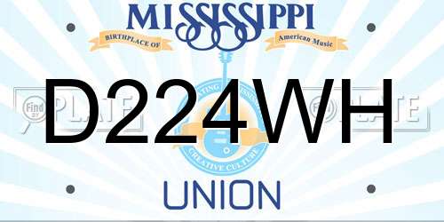 D224WH Mississippi License Plate