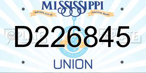 D226845 Mississippi License Plate