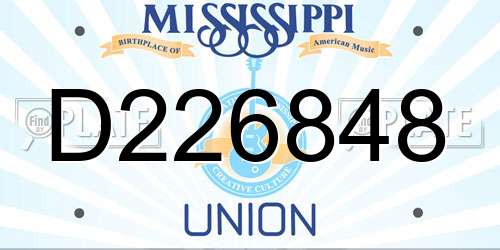 D226848 Mississippi License Plate