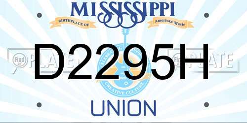 D2295H Mississippi License Plate