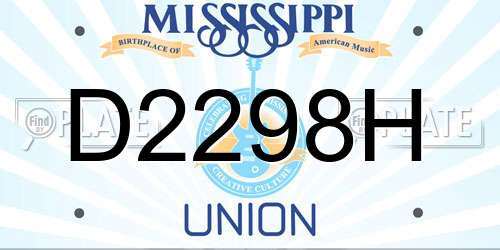 D2298H Mississippi License Plate