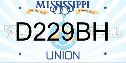 D229BH Mississippi License Plate