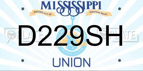 D229SH Mississippi License Plate