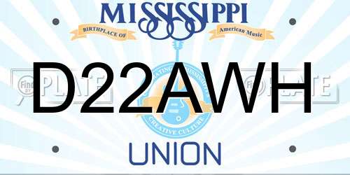 D22AWH Mississippi License Plate