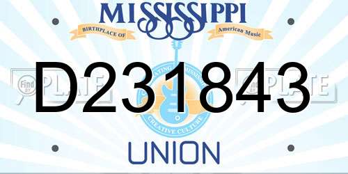 D231843 Mississippi License Plate