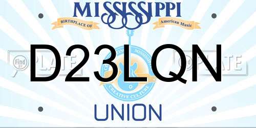 D23LQN Mississippi License Plate