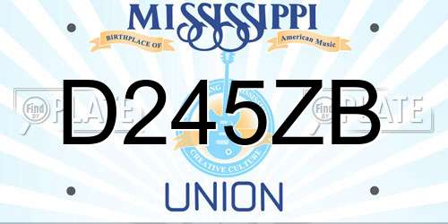 D245ZB Mississippi License Plate