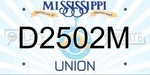D2502M Mississippi License Plate