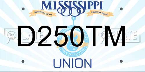 D250TM Mississippi License Plate