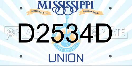 D2534D Mississippi License Plate