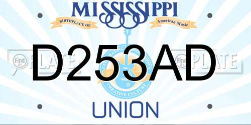 D253AD Mississippi License Plate