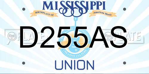 D255AS Mississippi License Plate