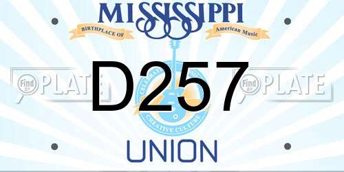 D257 Mississippi License Plate
