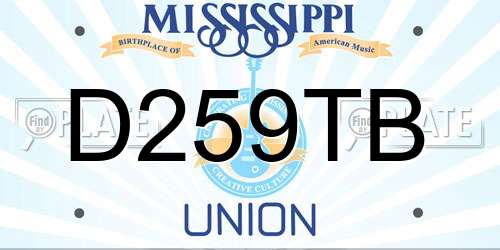 D259TB Mississippi License Plate