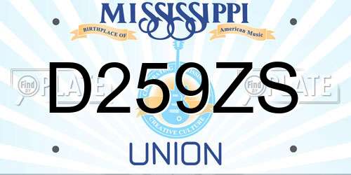 D259ZS Mississippi License Plate