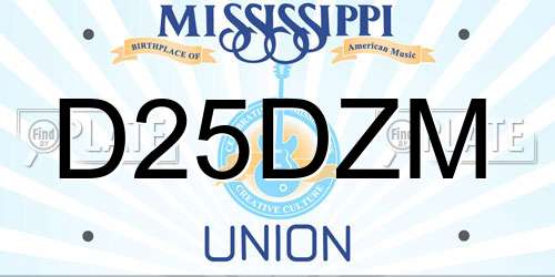 D25DZM Mississippi License Plate