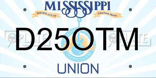 D25OTM Mississippi License Plate