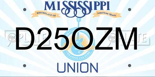 D25OZM Mississippi License Plate