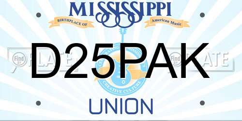D25PAK Mississippi License Plate