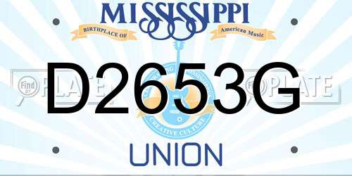 D2653G Mississippi License Plate