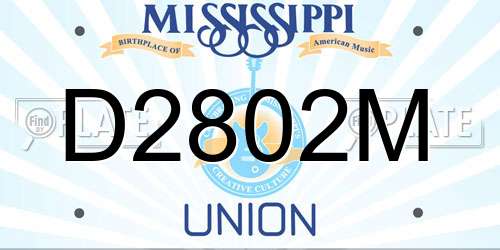 D2802M Mississippi License Plate