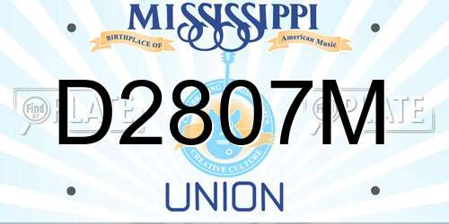D2807M Mississippi License Plate