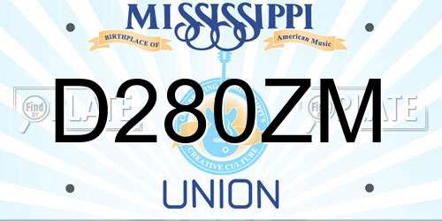 D280ZM Mississippi License Plate