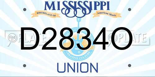 D2834O Mississippi License Plate