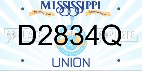 D2834Q Mississippi License Plate