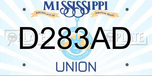 D283AD Mississippi License Plate