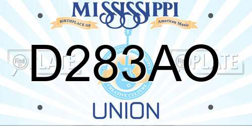 D283AO Mississippi License Plate