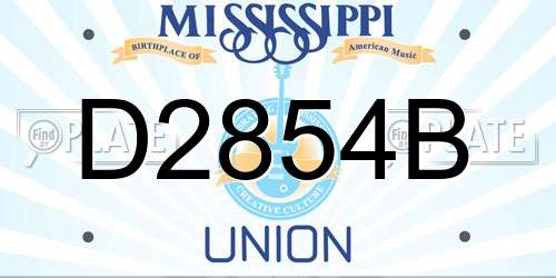 D2854B Mississippi License Plate
