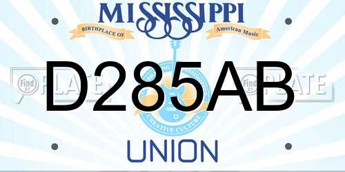 D285AB Mississippi License Plate