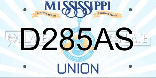 D285AS Mississippi License Plate