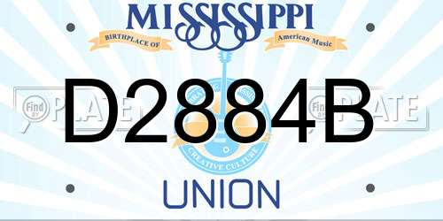 D2884B Mississippi License Plate