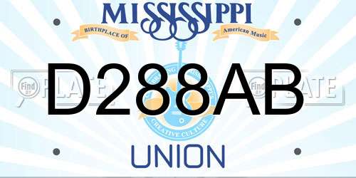 D288AB Mississippi License Plate