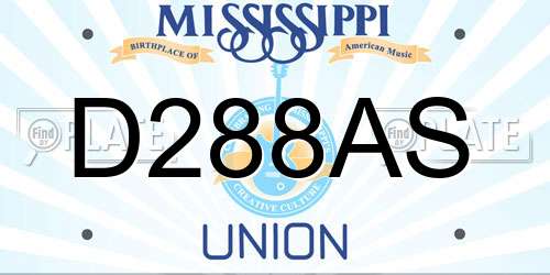 D288AS Mississippi License Plate