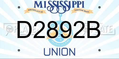 D2892B Mississippi License Plate