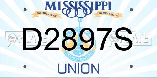 D2897S Mississippi License Plate
